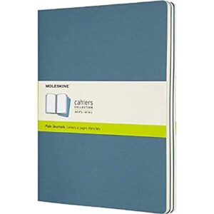 moleskine cahier journal, soft cover, xl (7.5" x 9.5") plain/blank, brisk blue, 120 pages (set of 3)
