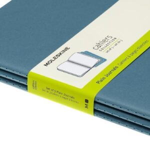 Moleskine Cahier Journal, Soft Cover, XL (7.5" x 9.5") Plain/Blank, Brisk Blue, 120 Pages (Set of 3)