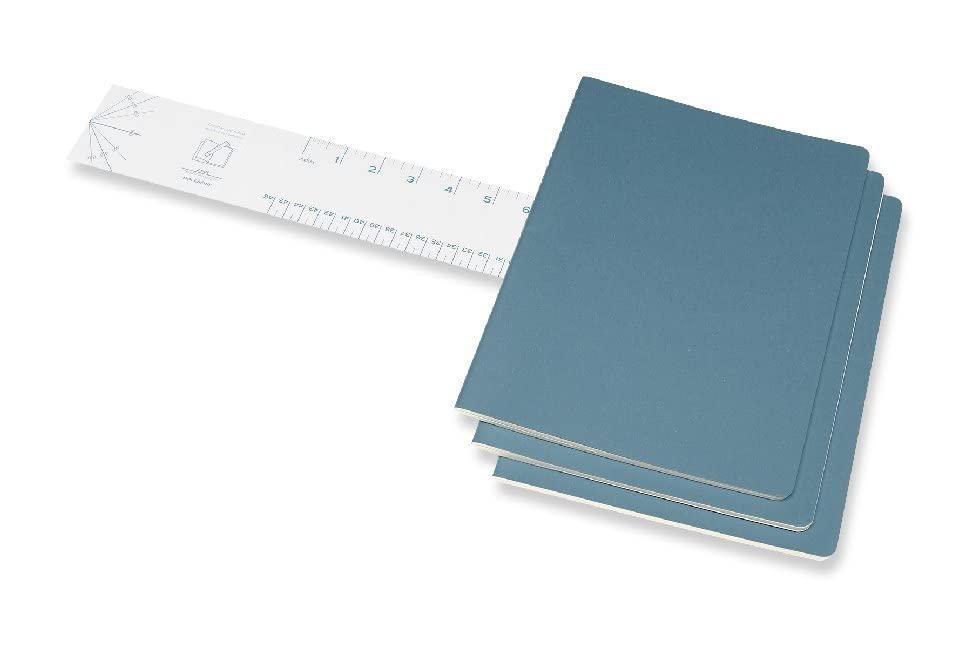 Moleskine Cahier Journal, Soft Cover, XL (7.5" x 9.5") Plain/Blank, Brisk Blue, 120 Pages (Set of 3)