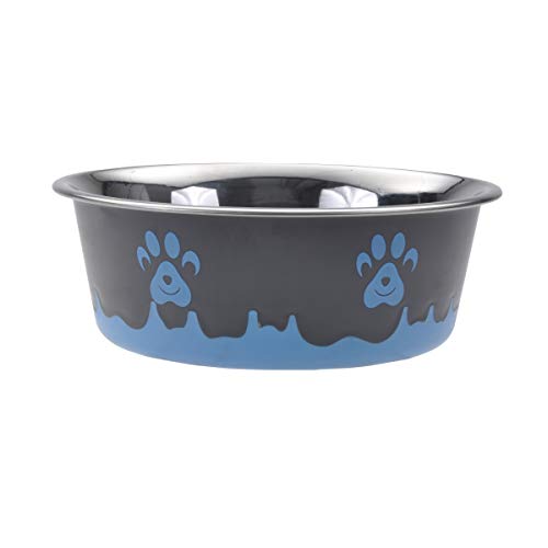 Maslow Design Series Non-Skid Paw Design Bowl, Blue 54 oz/6.75 Cup