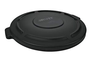 rubbermaid commercial products brute heavy-duty trash/garbage can lid, black, compatible with 55-gallon brute container, pack of 3