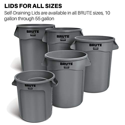 Rubbermaid Commercial Products BRUTE Heavy-Duty Trash/Garbage Can Lid, Black, Compatible with 55-Gallon BRUTE Container, Pack of 3