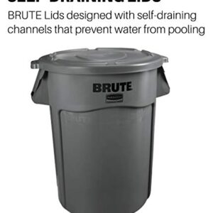 Rubbermaid Commercial Products BRUTE Heavy-Duty Trash/Garbage Can Lid, Black, Compatible with 55-Gallon BRUTE Container, Pack of 3