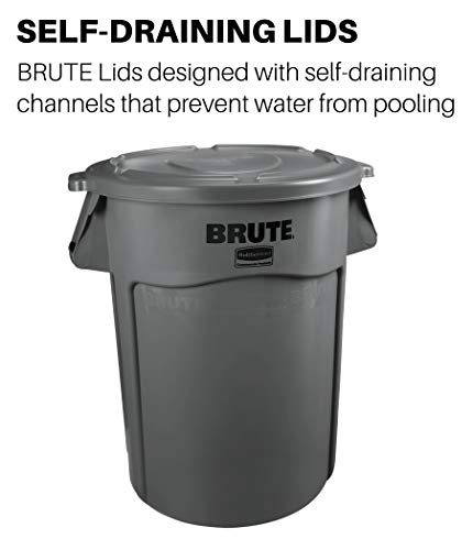 Rubbermaid Commercial Products BRUTE Heavy-Duty Trash/Garbage Can Lid, Black, Compatible with 55-Gallon BRUTE Container, Pack of 3