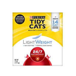 purina tidy cats lightweight clumping cat litter, 24/7 performance multi cat litter - 17 lb. box