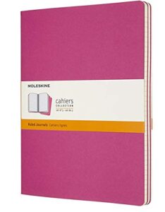 moleskine cahier journal, soft cover, xl (7.5" x 9.5") ruled/lined, kinetic pink, 120 pages (set of 3)
