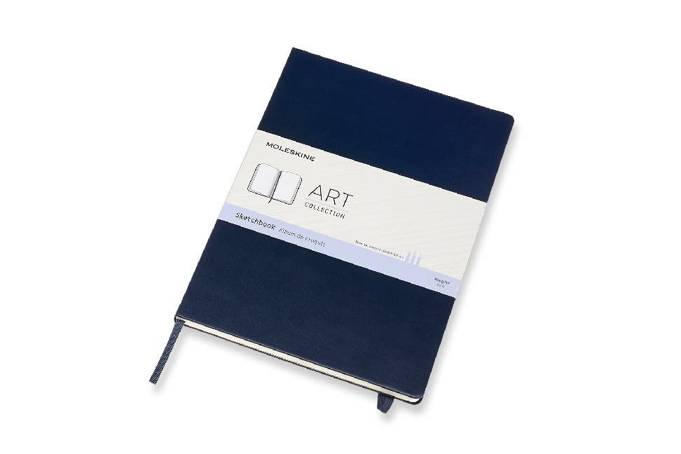 Moleskine Art Sketchbook, Hard Cover, A4 (8.25" x 11.75") Plain/Blank, Sapphire Blue, 96 Pages