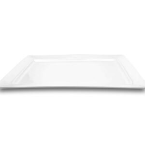 Melamine Serving Tray - 2 Piece 15.875" x 10.875" 100% Melamine Rectangular Platter,White Color | Shatter-Proof and Chip-Resistant Dishwasher Safe and BPA Free