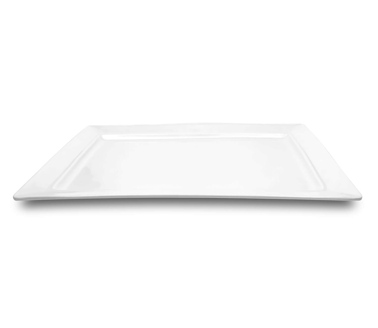 Melamine Serving Tray - 2 Piece 15.875" x 10.875" 100% Melamine Rectangular Platter,White Color | Shatter-Proof and Chip-Resistant Dishwasher Safe and BPA Free