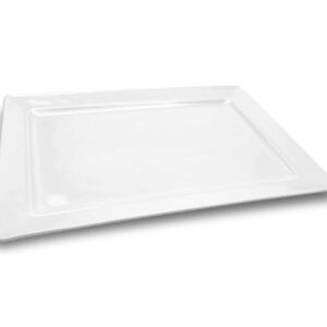 Melamine Serving Tray - 2 Piece 15.875" x 10.875" 100% Melamine Rectangular Platter,White Color | Shatter-Proof and Chip-Resistant Dishwasher Safe and BPA Free