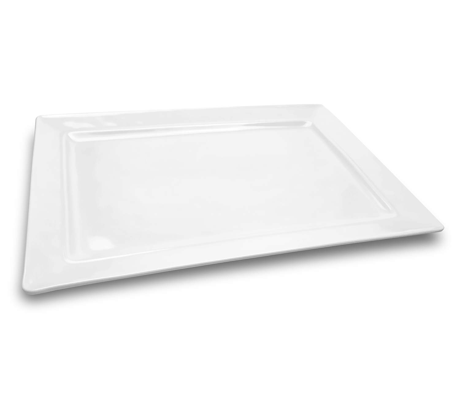 Melamine Serving Tray - 2 Piece 15.875" x 10.875" 100% Melamine Rectangular Platter,White Color | Shatter-Proof and Chip-Resistant Dishwasher Safe and BPA Free