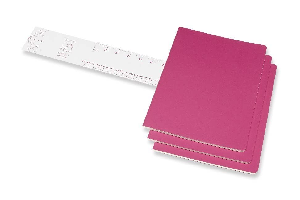 Moleskine Cahier Journal, Soft Cover, XL (7.5" x 9.5") Plain/Blank, Kinetic Pink, 120 Pages (Set of 3)