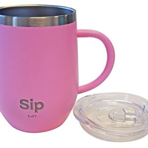 PURPLE Double Walled 18/8 StainlessSteel Insulated Cup, Handle & Lid 12oz- Keeps your Drinks Hot up to 6 hours Cold up to 24hour - Coffee, Tea, Beer, Water, Wine - Arrives Boxed for easy Gifting!