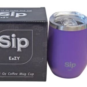 PURPLE Double Walled 18/8 StainlessSteel Insulated Cup, Handle & Lid 12oz- Keeps your Drinks Hot up to 6 hours Cold up to 24hour - Coffee, Tea, Beer, Water, Wine - Arrives Boxed for easy Gifting!