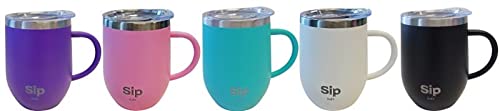 PURPLE Double Walled 18/8 StainlessSteel Insulated Cup, Handle & Lid 12oz- Keeps your Drinks Hot up to 6 hours Cold up to 24hour - Coffee, Tea, Beer, Water, Wine - Arrives Boxed for easy Gifting!