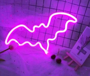 qiaofei led neon bat sign shaped decor light,bat night light wall decor for christmas,birthday party,kids room, living room, wedding party decor(pink)