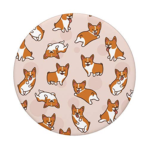 Cute Corgi Butt Pattern White Beige And Brown PopSockets PopGrip: Swappable Grip for Phones & Tablets