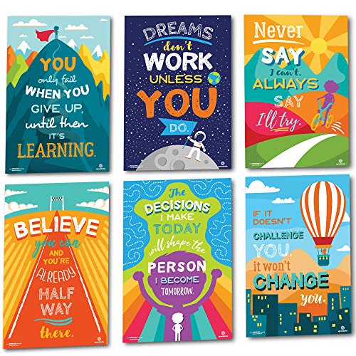 Sproutbrite Classroom Decorations - Motivational Posters - Educational and Inspirational Growth Mindset for Teacher and Students