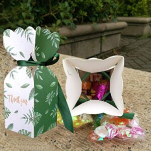 Lontenrea 50 Pcs Candy Boxes Wedding Birthday Party Favor Gift Box with 50pcs Black Green Ribbon Decoration