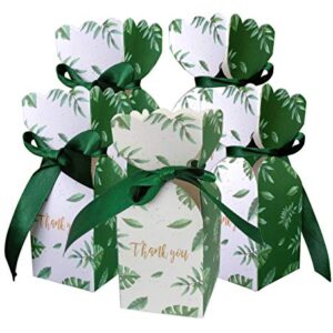 Lontenrea 50 Pcs Candy Boxes Wedding Birthday Party Favor Gift Box with 50pcs Black Green Ribbon Decoration