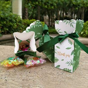 Lontenrea 50 Pcs Candy Boxes Wedding Birthday Party Favor Gift Box with 50pcs Black Green Ribbon Decoration