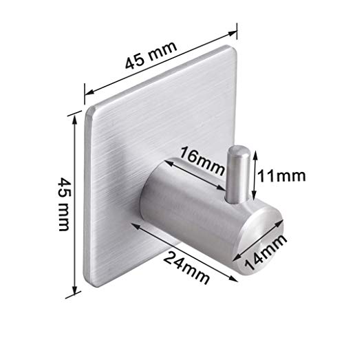 Kabter Towel Robe Hook Self Adhesive Stick on Wall,Brushed Stainless Steel (Pack of 2)