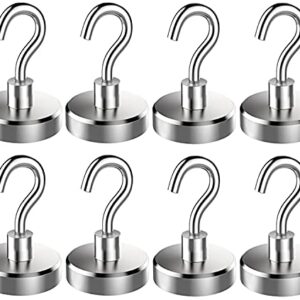 Elefama 100LB Magnetic Hooks Heavy Duty for Hanging BBQ Grill Utensils Tools Coat Wreaths Outdoor Strong Neodymium Rare Earth Magnets Hook Hangers for Refrigerator Locker Cruise Cabins