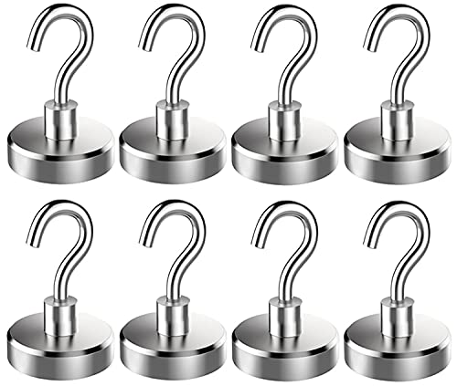 Elefama 100LB Magnetic Hooks Heavy Duty for Hanging BBQ Grill Utensils Tools Coat Wreaths Outdoor Strong Neodymium Rare Earth Magnets Hook Hangers for Refrigerator Locker Cruise Cabins
