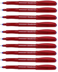 manuscript blue handwriting pens ergonomic washable ink - pack 10