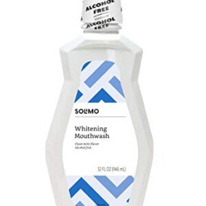 Amazon Brand - Solimo Whitening Mouthwash, Alcohol Free, Clean Mint, 32 Fluid Ounces, Pack of 4