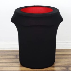 TABLECLOTHSFACTORY New 24-40 Gallons Commercial Grade Black Stretch Spandex Round Waste Trash Bin Container Cover