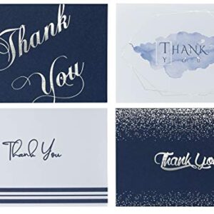 Banana Basics Thank You Cards Bulk Set w/Envelopes (72-Pack) Blank Note Cards 4 x 6 | Navy Blue With Silver Foil Stamping, | Perfect For Wedding, Bridal Shower, Baby Shower, Business, Graduation,