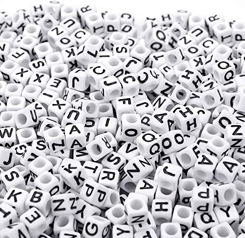 700PCS White Letter Beads Alphabet Beads for Jewelry Making DIY Necklace Bracelet (6mm)