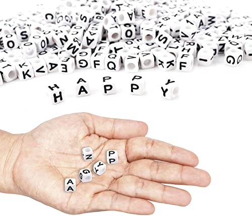 700PCS White Letter Beads Alphabet Beads for Jewelry Making DIY Necklace Bracelet (6mm)