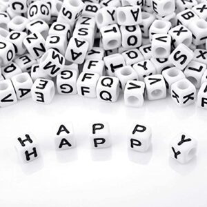 700PCS White Letter Beads Alphabet Beads for Jewelry Making DIY Necklace Bracelet (6mm)