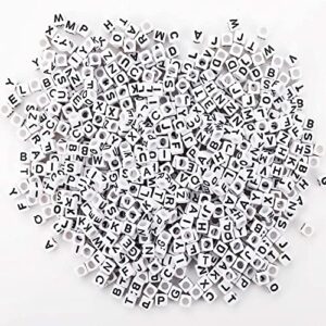700PCS White Letter Beads Alphabet Beads for Jewelry Making DIY Necklace Bracelet (6mm)