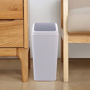 Ggbin Plastic Garbage Trash Cans with Swing Lid, 16 L Grey Kitchen Trash Bins