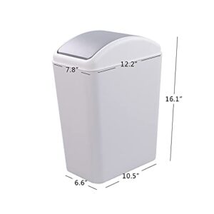 Ggbin Plastic Garbage Trash Cans with Swing Lid, 16 L Grey Kitchen Trash Bins