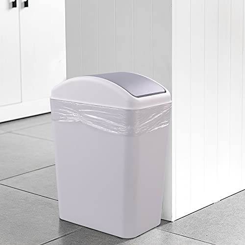Ggbin Plastic Garbage Trash Cans with Swing Lid, 16 L Grey Kitchen Trash Bins