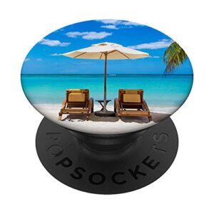 tropical beach chairs umbrella romantic vacation hawaii grip popsockets popgrip: swappable grip for phones & tablets
