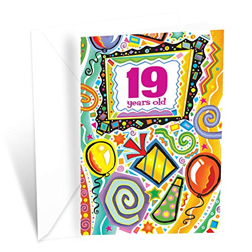 Happy 19th Birthday Card | Made in America | Eco-Friendly | Thick Card Stock with Premium Envelope 5in x 7.75in | Packaged in Protective Mailer | Prime Greetings