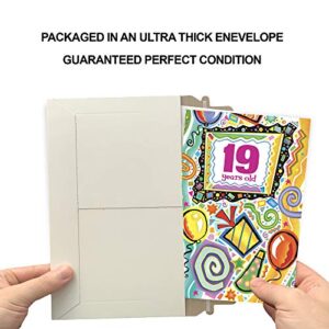 Happy 19th Birthday Card | Made in America | Eco-Friendly | Thick Card Stock with Premium Envelope 5in x 7.75in | Packaged in Protective Mailer | Prime Greetings