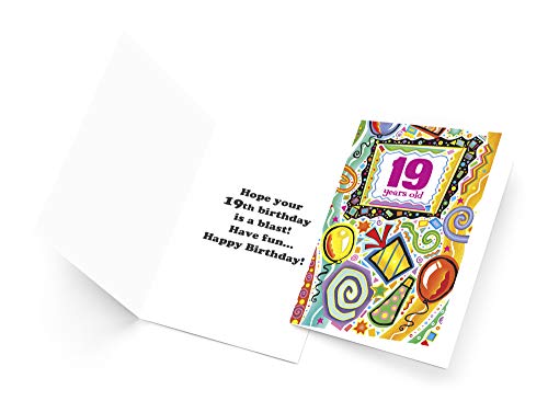 Happy 19th Birthday Card | Made in America | Eco-Friendly | Thick Card Stock with Premium Envelope 5in x 7.75in | Packaged in Protective Mailer | Prime Greetings