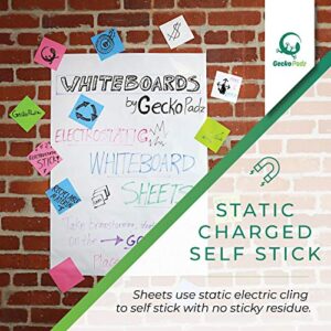 Dry Erase White Board Sheets 2x3 feet | GeckoPadz Static Cling On Any Surface Without Adhesive | Great for Home Office and Teacher Supplies | 20 Whiteboard Sheets Per Roll