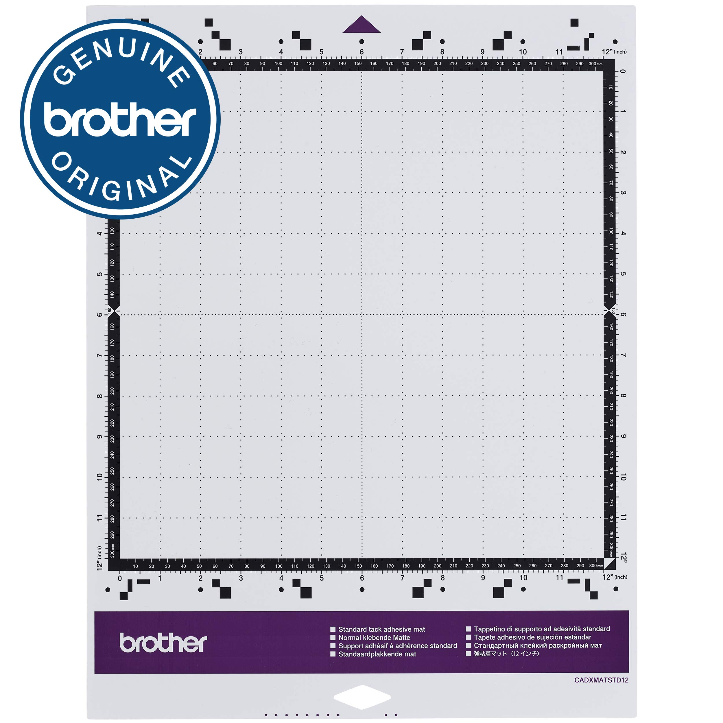 Brother ScanNCut DX Mat CADXMATSTD12, 12" x 12" Standard Tack Adhesive Mat for Cardstock, Vinyl, Foam and More, Use with Brother Cutting Machines