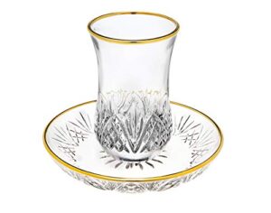 godinger dublin crystal kiddush cup and saucer with gold edge