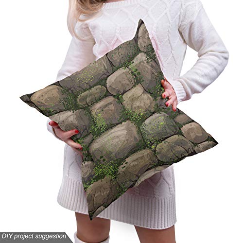 Ambesonne Nature Fabric by The Yard Stones Covered with Moss Rock Formation Forest Peaceful Theme Water Resistant Outdoor and Indoor Fabric for Furnishing Sewing Hobby DIY Projects 2 Yards Brown Green