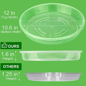 MUDEELA Plant Saucer 6 Pack of 12 inch, Durable Plastic Plant Trays for Indoors, Clear Plastic Flower Plant Pot Saucer, Made of Thicker, Stronger Plastic, with Taller Design