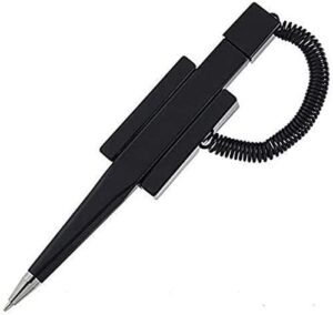 nobo pack of 5 counter coil corded wedgy pen with adhesive backing, black ink
