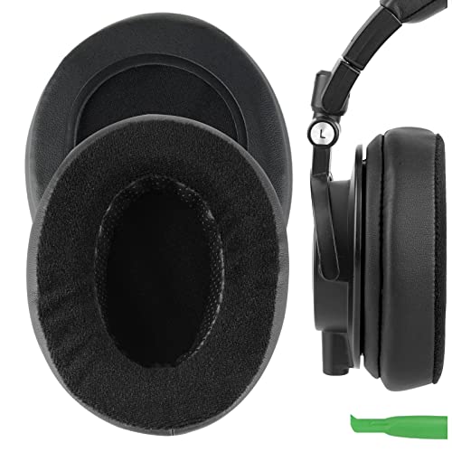 Geekria Comfort Hybrid Velour Replacement Ear Pads for Audio-Technica ATH-M50X M50xBT2 M60X M50S M50cwh M45 M30X M20X Headphones Earpads, Headset Ear Cushion Repair Parts (Black)